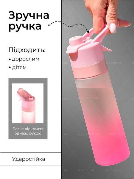 Спортивна пляшка для води з розпилювачем 650 мл Рожева 481-1 фото