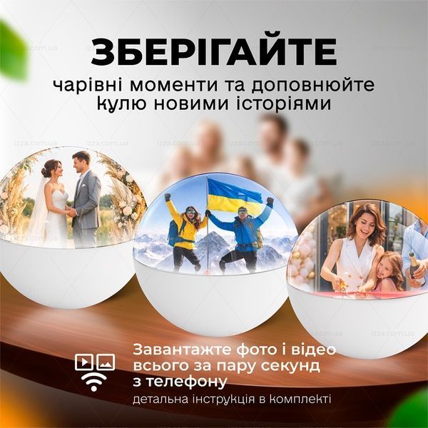 Відео-куля із спогадами Memory Sphere V1 із підключенням до комп'ютера та можливістю відтворення фото та відео Біла 541-1 фото