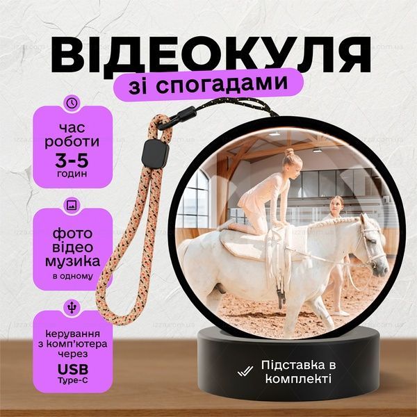 Відео-куля із спогадами Memory Sphere V1 із підключенням до комп'ютера та можливістю відтворення фото та відео Чорна 542-1 фото