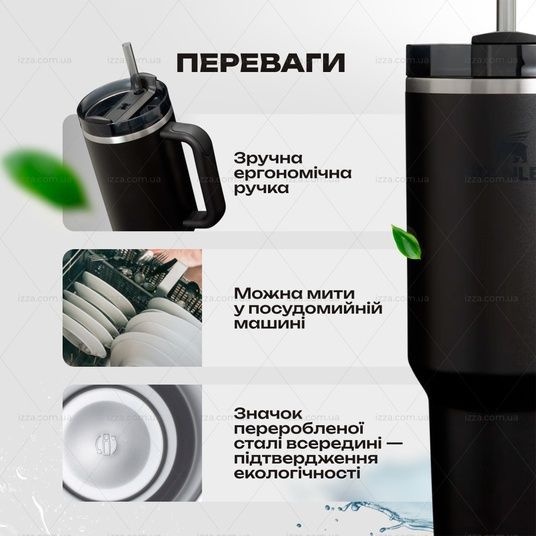 Термочашка Stanley Quencher H2.0 Flowstate 40 oz (1,182 л) Чорна