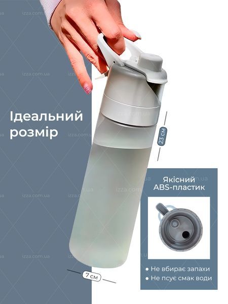 Спортивна пляшка для води з розпилювачем 650 мл Сіра 482-1 фото