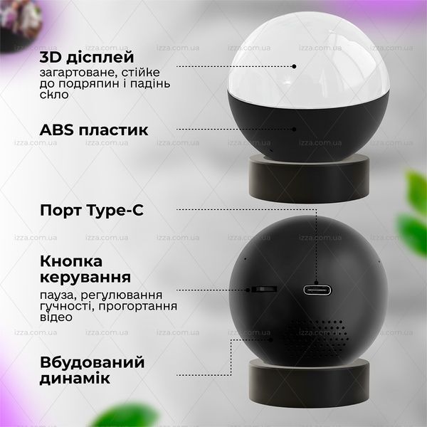 Відео-куля зі спогадами Memory Sphere V2 з Wi-Fi підключенням та можливістю відтворення фото та відео Чорна 506-1 фото