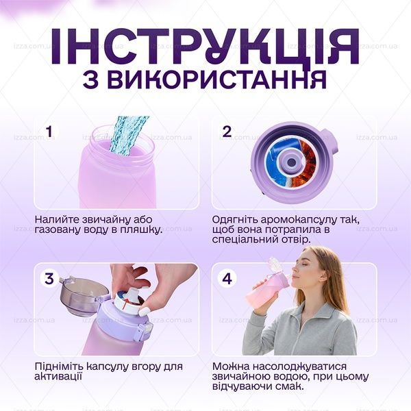 Спортивна пляшка 500 мл, яка змінює смак води з 5 капсулами Рожево-фіолетова 459-1 фото