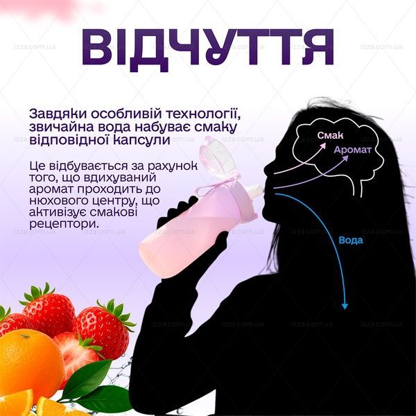 Спортивна пляшка 500 мл, яка змінює смак води з 5 капсулами Рожево-фіолетова 459-1 фото