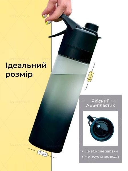 Спортивна пляшка для води з розпилювачем 650 мл Чорна 483-1 фото