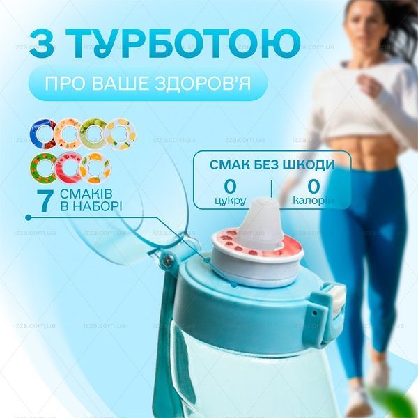 Спортивная бутылка 650 мл, которая меняет вкус воды с 7 капсулами прозрачная Голубая 512-1 фото