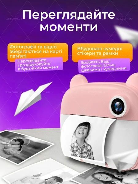 Детская фотокамера мгновенной печати и записи видео в виде Мишки Розового в виде Мишки Розового 124-1 фото